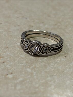 Brighton Silver-Tone Ring with Clear Stones